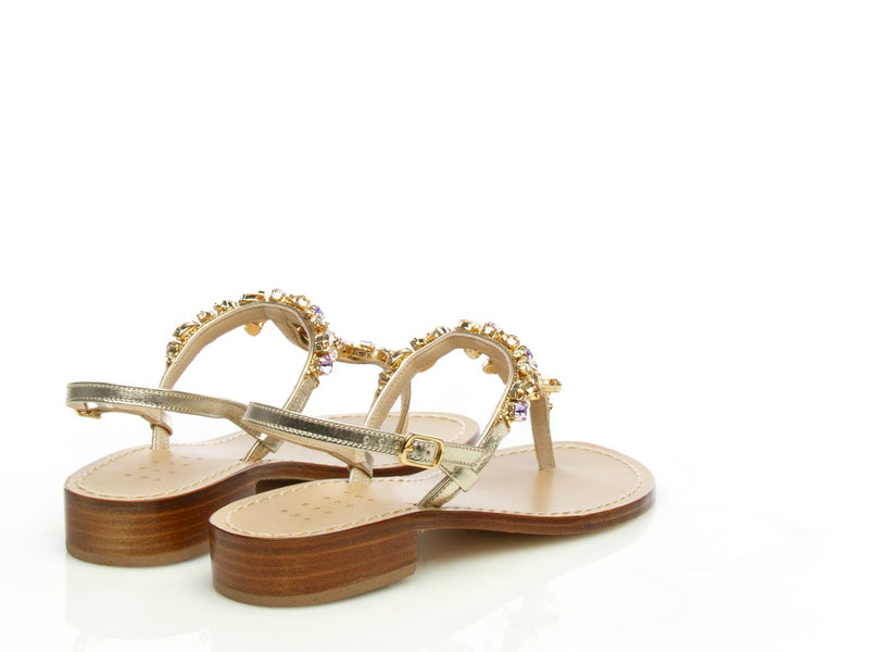 Sandalo positano basso in pelle - Capri - platino